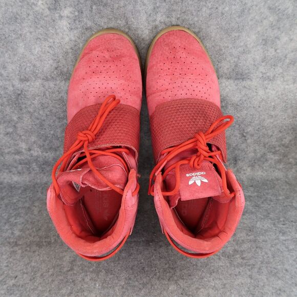 Adidas Shoes Mens 11 Sneakers Athletic Strap Trainer Tubular Invader Leather Red - Picture 8 of 15